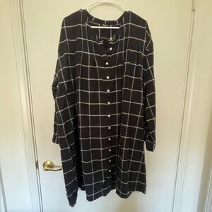 Madewell Black and White Plaid Long Sleeve Dress